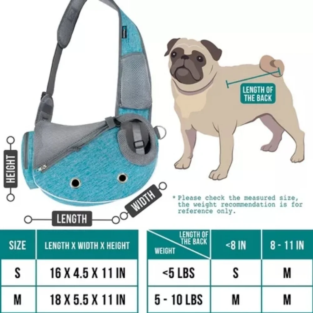 PetAmi Tiffany Blue and Gray Pet Dog Cat Sling Carrier NWOT Sz Small Up To 5lbs - Picture 5 of 14